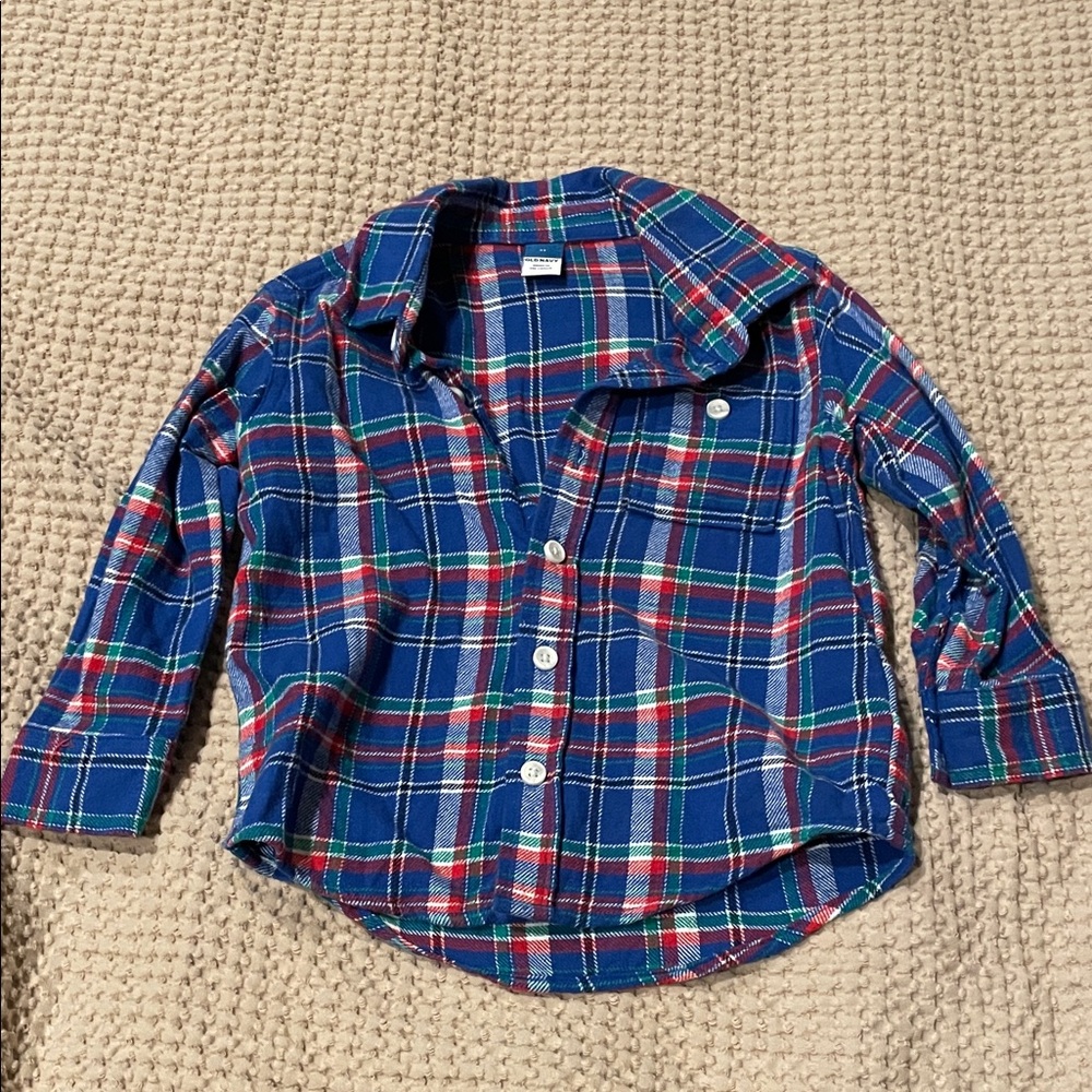 Old Navy Kids Plaid Shirt - Blue, Red, and Green